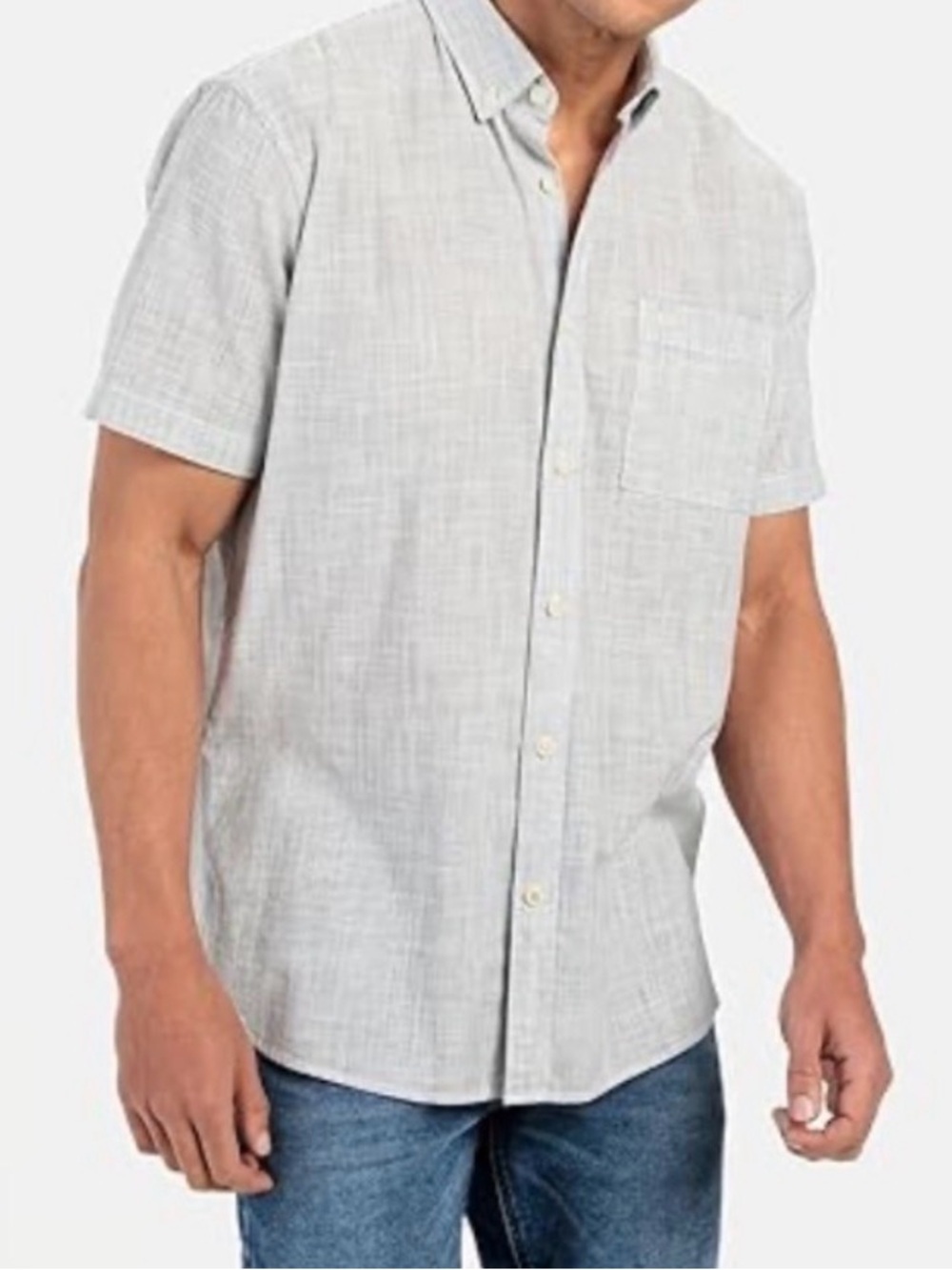 Molokai Surf Co Light grey Heathered Short Sleeve Button Mens Shirt sz. XXL  NWT